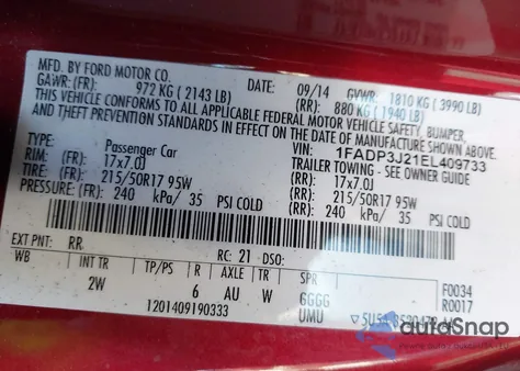 2014 Ford Focus Titanium z USA, uszkodzony, nr VIN 1FADP3J21EL409733